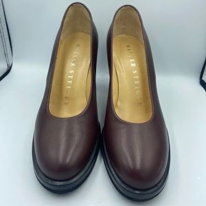 WALTER STEIGER  Brown Round Toe Block Heel Made In Italy Size 8